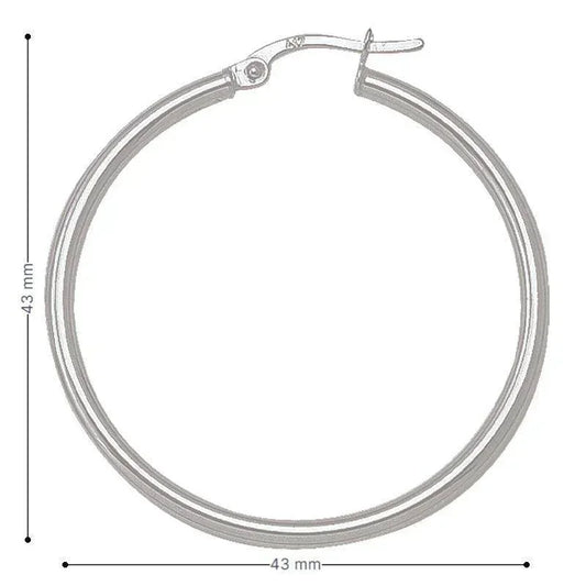 2mm High Polish Plain Tube Hoop Earrings in 10K, 14K White Gold