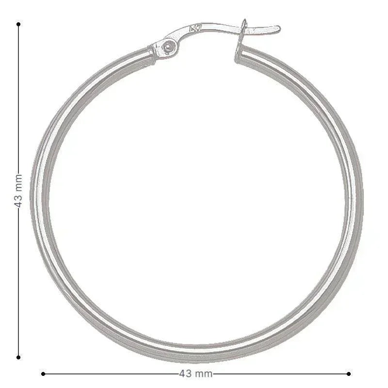 2mm High Polish Plain Tube Hoop Earrings in 10K, 14K White Gold