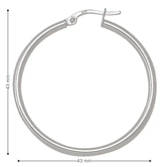 2mm High Polish Plain Tube Hoop Earrings in 10K, 14K White Gold