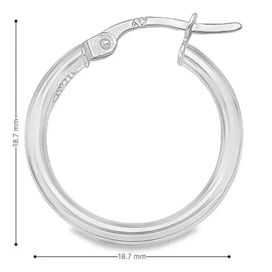 2mm Tube High Polish Plain Hoop Earrings in 10K, 14K White Gold