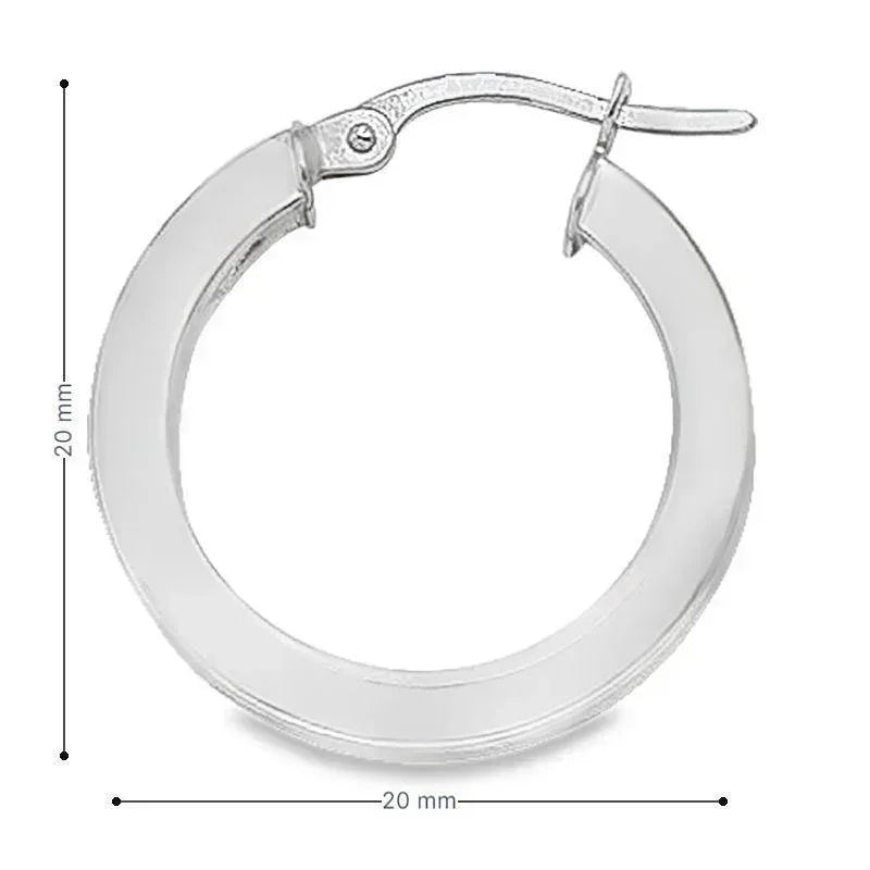 10K, 14K White Gold 2.5 MM Square Tube Hoop Earrings