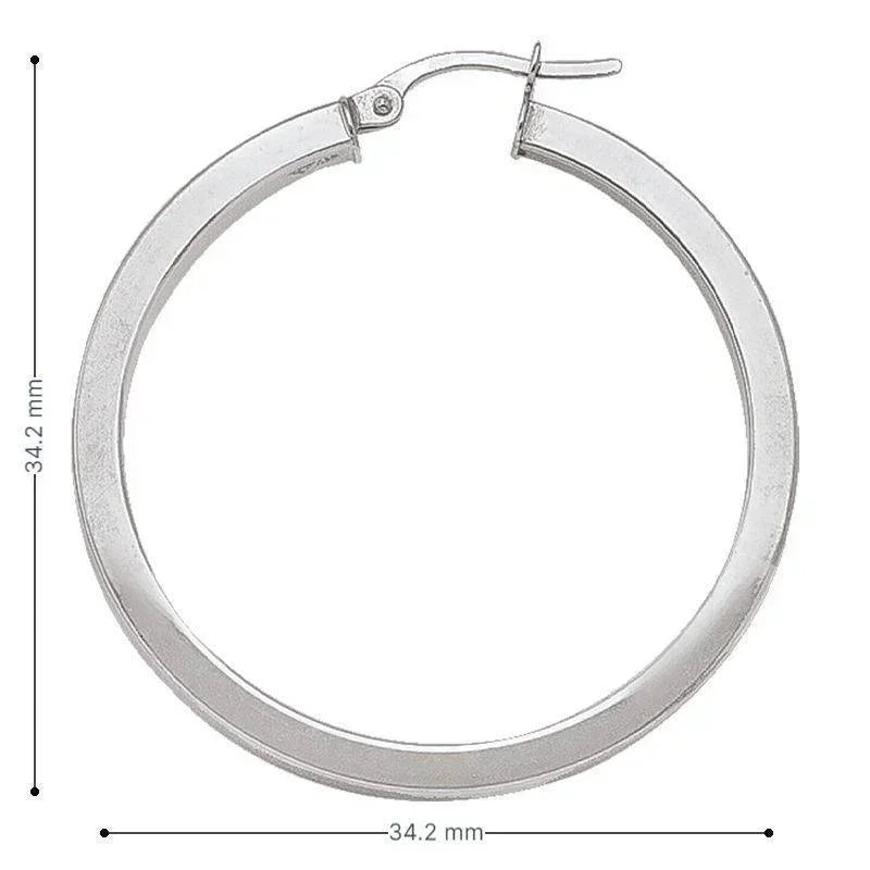 2.5 MM Square Tube Solid 10K, 14K White Gold Hoop Earrings