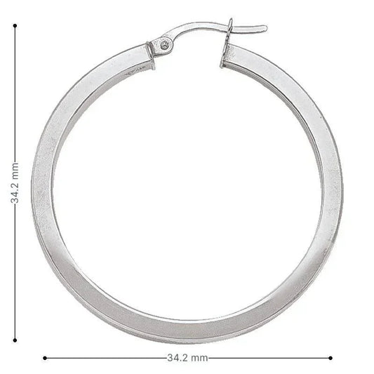 2.5 MM Square Tube Solid 10K, 14K White Gold Hoop Earrings