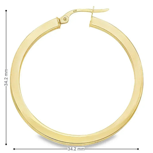 2.5 MM Square Tube Solid 10K, 14K Yellow Gold Hoop Earrings
