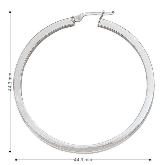 2.5 MM Square Tube Hoop Earrings In Solid 10K, 14K White Gold