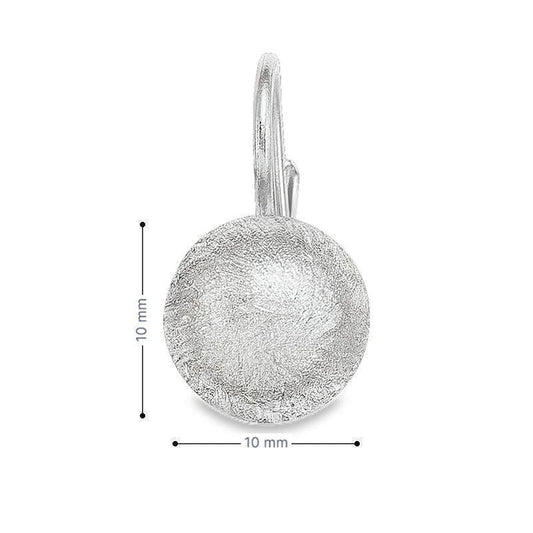14K White Gold Satin Finish French Back Ball Earrings
