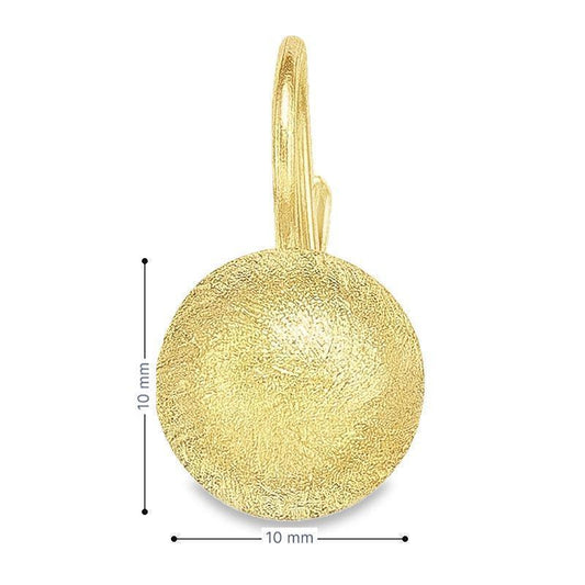 14K Yellow Gold Satin Finish French Back Ball Earrings