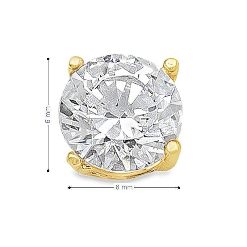 10K Yellow Gold 6mm CZ Stud Earrings