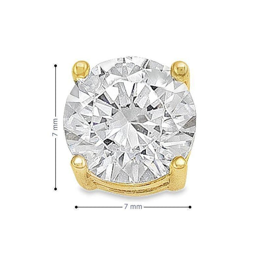 10K Yellow Gold 7mm CZ Stud Earrings