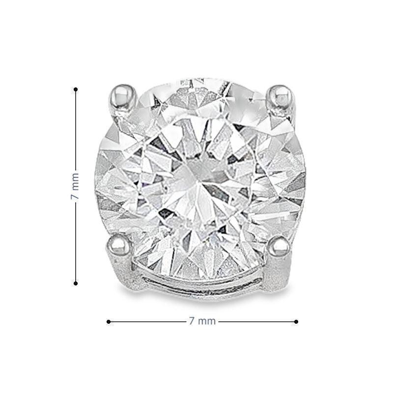 10K White Gold 7mm CZ Stud Earrings