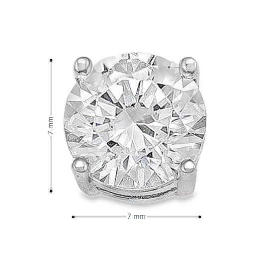 10K White Gold 7mm CZ Stud Earrings
