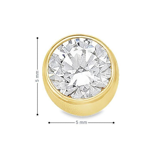 5mm CZ Bezel Stud Earrings in 10k Yellow Gold