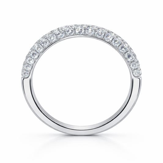 14K White Gold 0.70TDW Diamond Three Sided Wedding Anniversary Band
