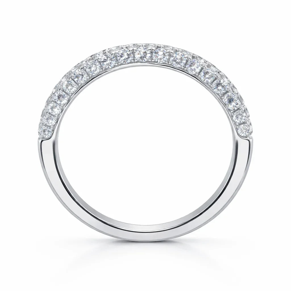 14K White Gold 0.70TDW Diamond Three Sided Wedding Anniversary Band
