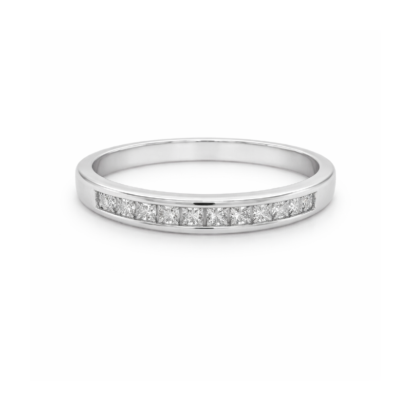 14K White Gold 0.25CT Princess Cut Diamond Wedding Band
