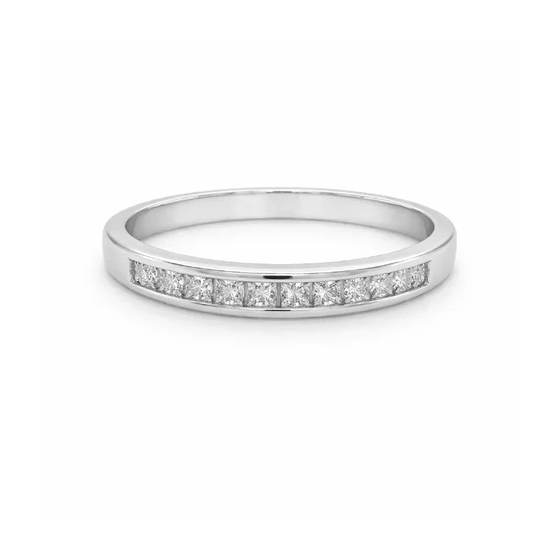 14K White Gold 0.25CT Princess Cut Diamond Wedding Band