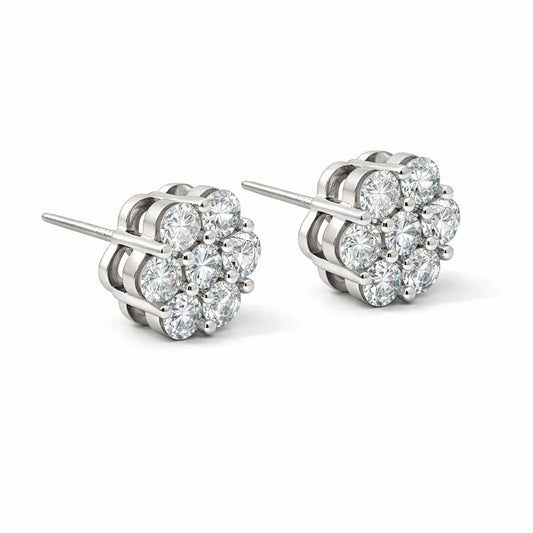 14K White Gold 1.00TDW Lab Grown Diamond Flower Earrings