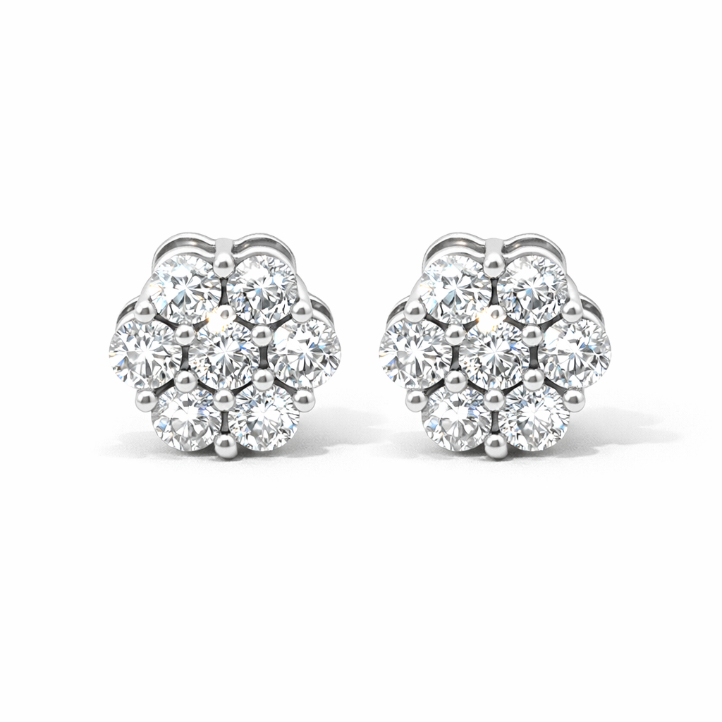 14K White Gold 1.00TDW Lab Grown Diamond Flower Earrings