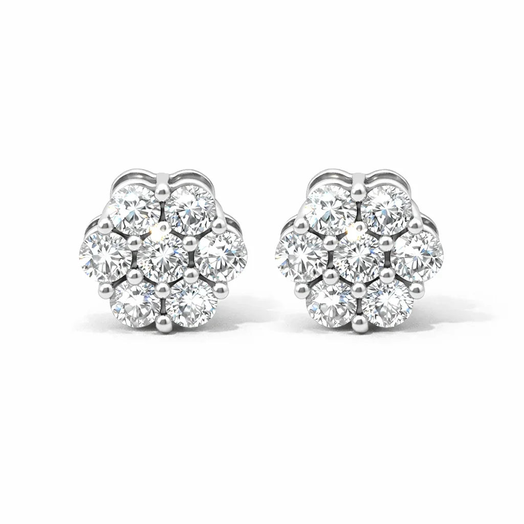 14K White Gold 1.00TDW Lab Grown Diamond Flower Earrings
