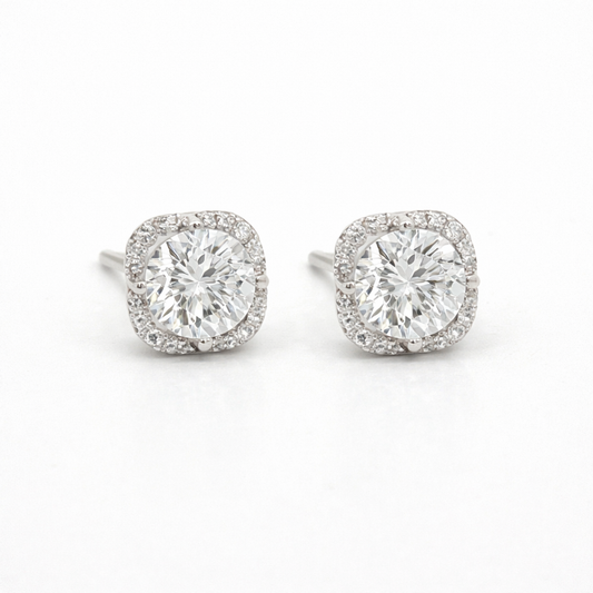 14K White Gold 1.10TDW Lab Grown Diamond Fancy Earrings