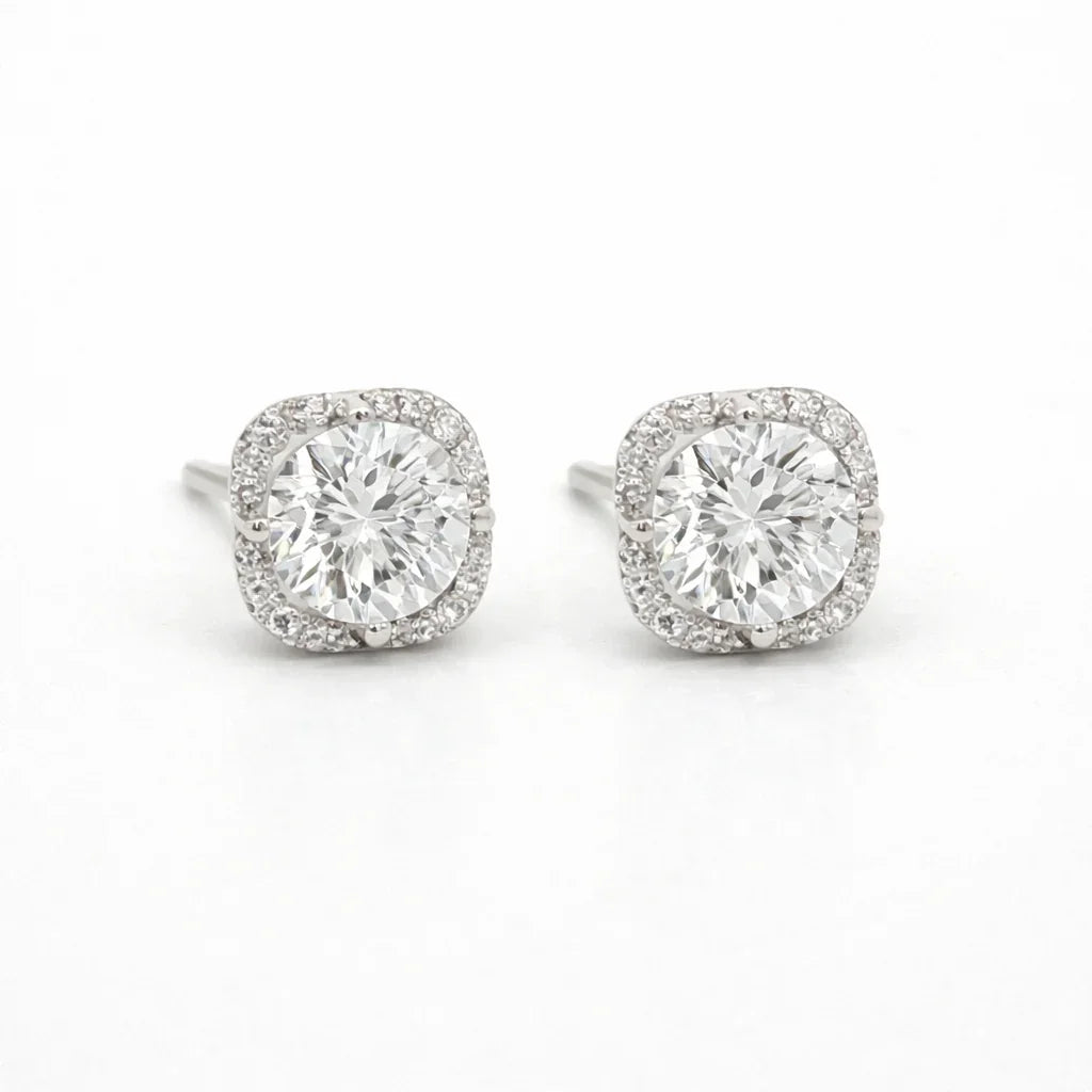 14K White Gold 1.10TDW Lab Grown Diamond Fancy Earrings