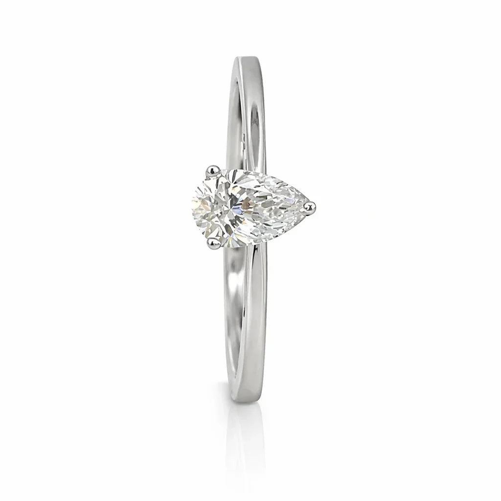14K White Gold 0.50CT Pear Lab Grown Diamond Ring