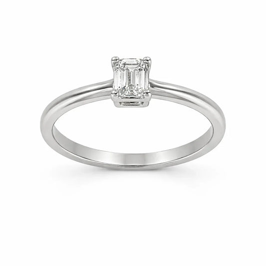 14K White Gold 0.50CT Emerald Cut Lab Grown Diamond Ring