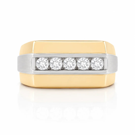 0.50TDW 14K Yellow and White Gold Diamond Men's Band