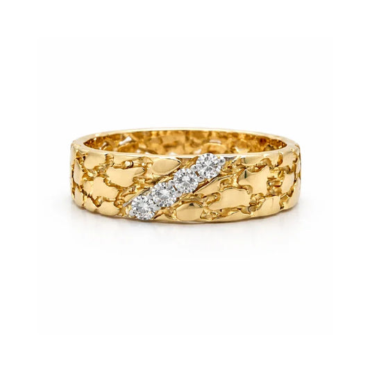10K Yellow Gold 0.20TDW Nugget Style Men's Diamond Band