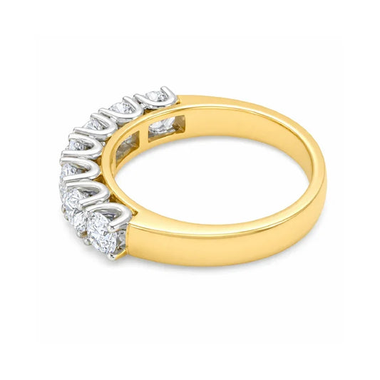14K Yellow and White Gold 1.0CT Diamond Claw Set Anniversary Band