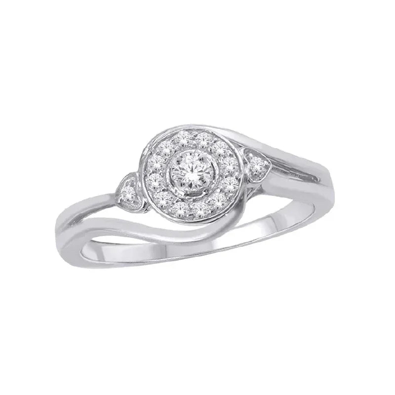 10K White Gold 0.15TDW Diamond Engagement Ring