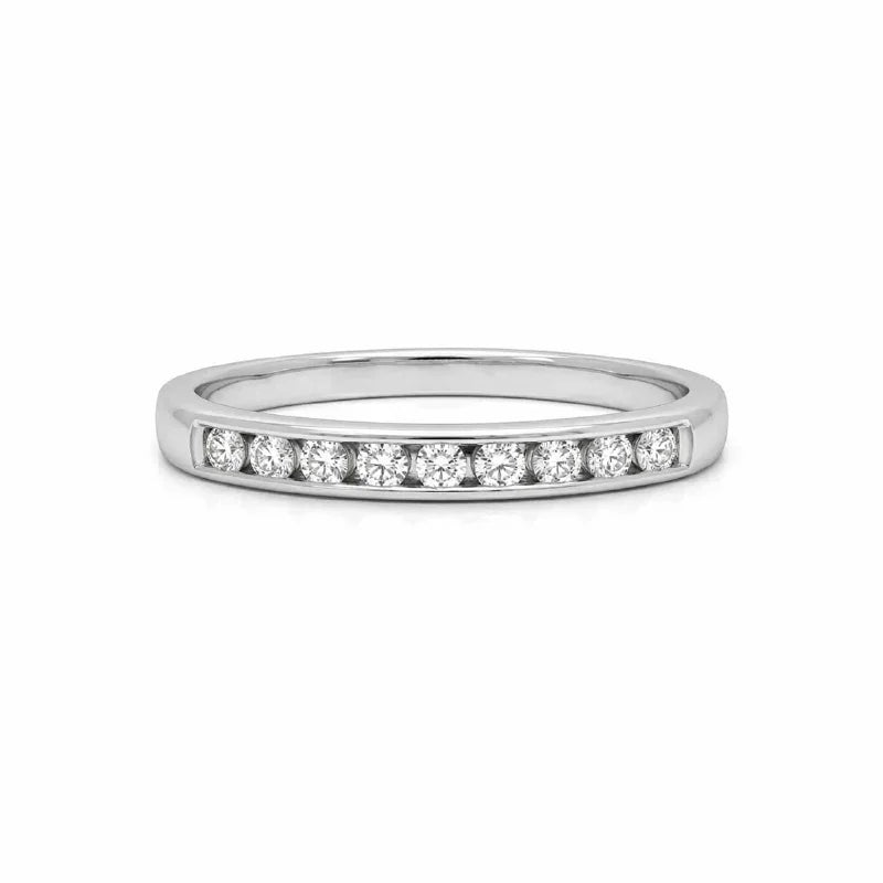 0.10TDW Diamond Comfort fit Anniversary & Wedding Band in 10k White Gold