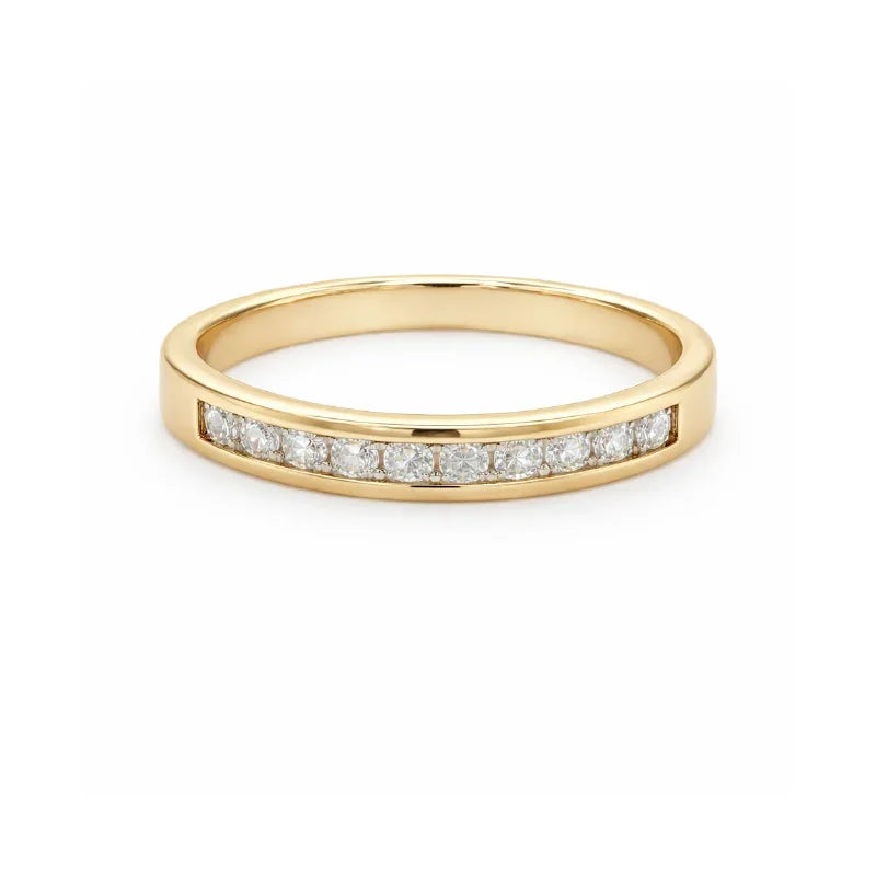0.10TDW diamond Comfort fit Anniversary & Wedding Band in 10k Yellow Gold