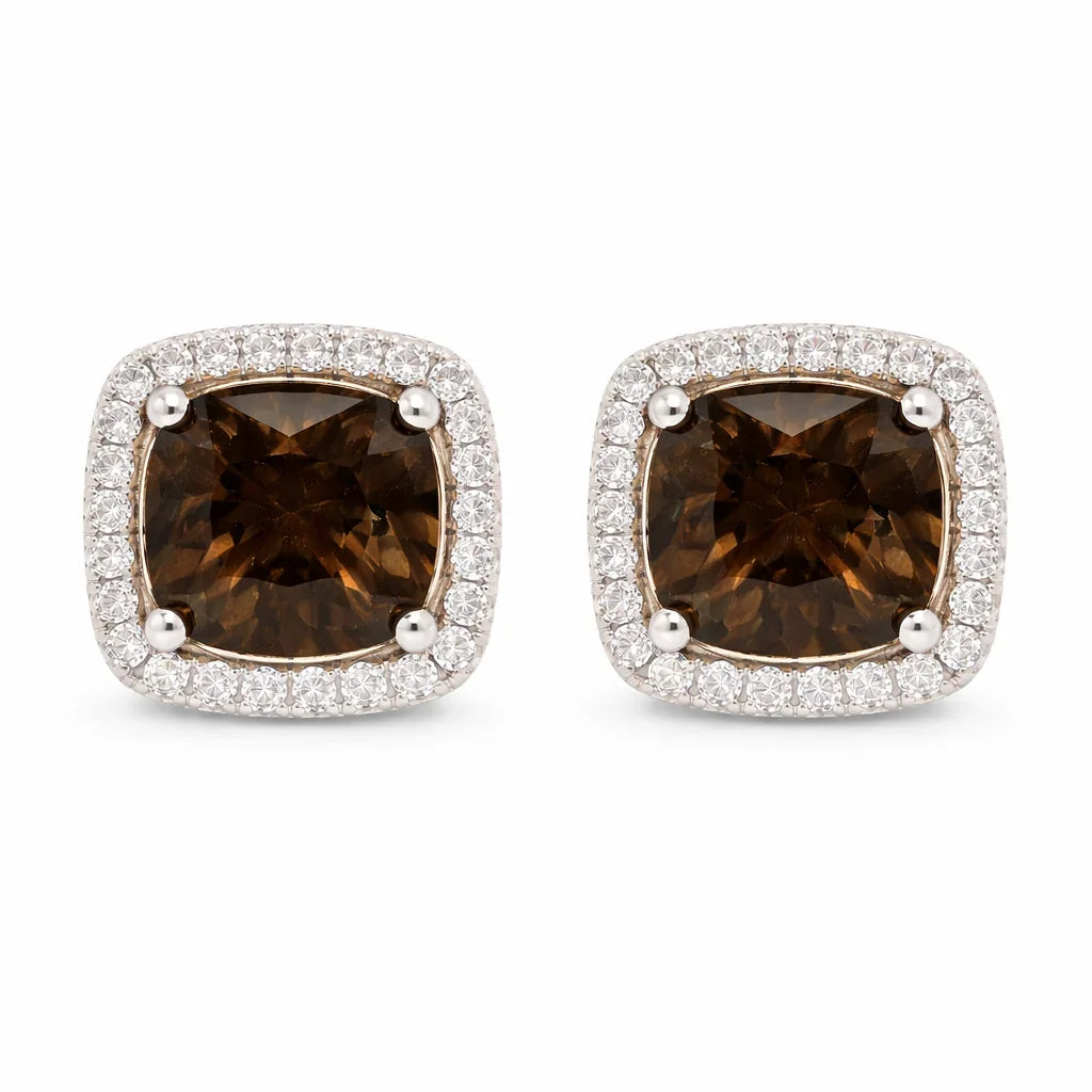 June Birthstone Rhodolite Color CZ Earrings In Sterling Silver