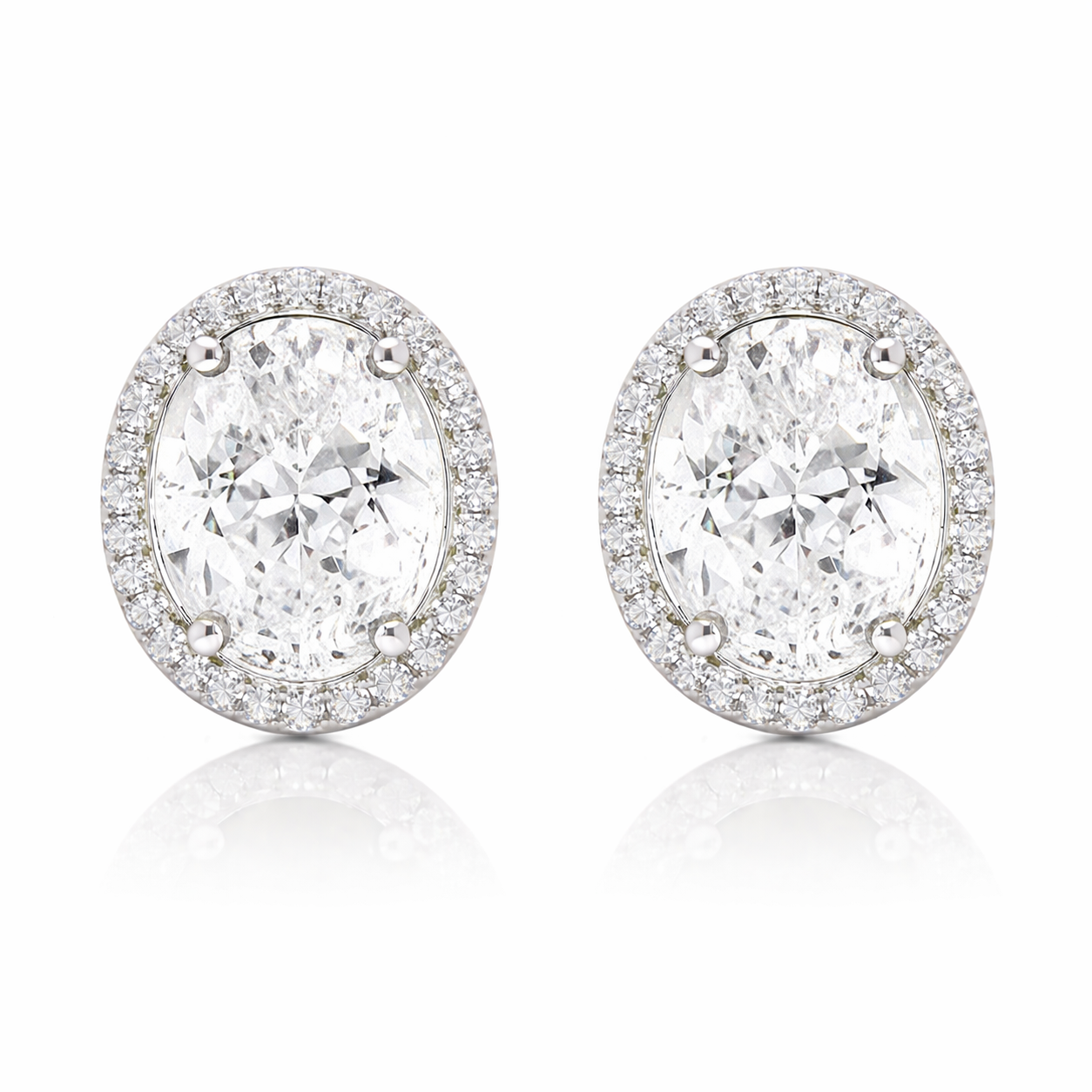 April Birthstone Color CZ Oval Earring In Sterling Silver