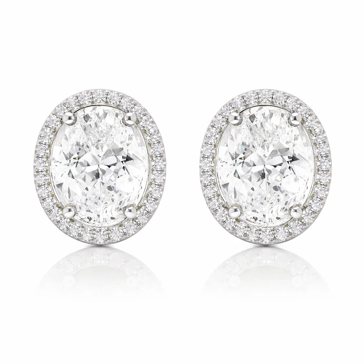 April Birthstone Color CZ Oval Earring In Sterling Silver