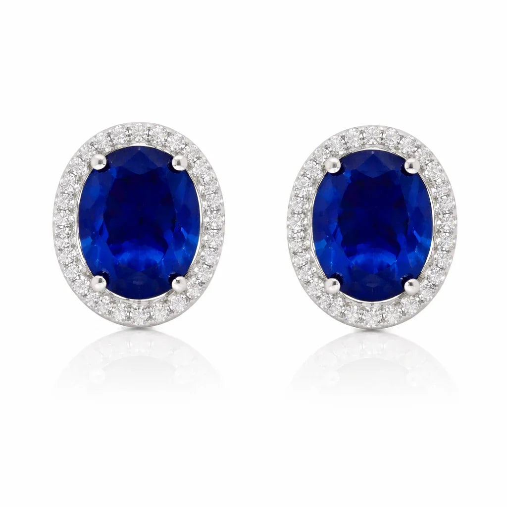 September Birthstone Oval Earring CZ In Sterling Silver