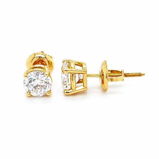 14K Yellow Gold 1.00CT Lab Grown Diamond Solitaire Earrings