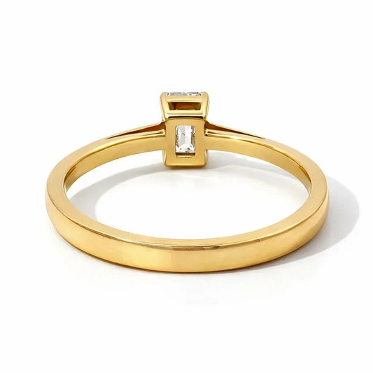 14K Yellow Gold 0.50CT Emerald Cut Lab Grown Diamond Ring