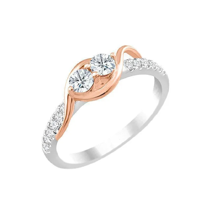 14K White and Rose Gold 0.50TDW Two Diamond Engagement Ring