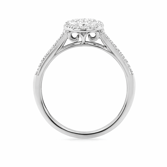 10K White Gold 0.25TDW Diamond Round Halo Wedding Set