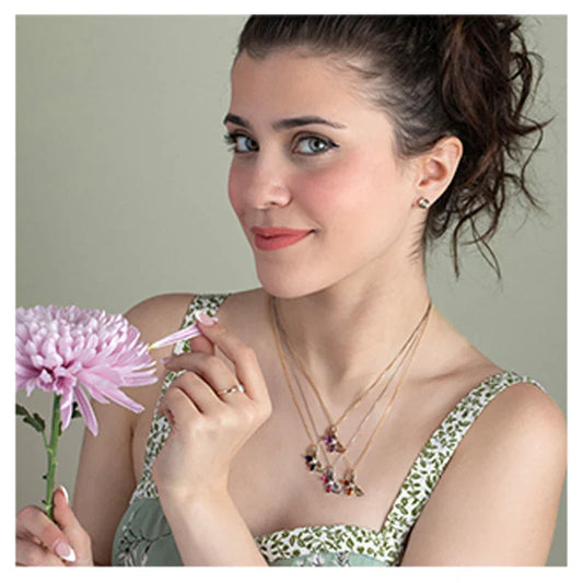 10K Yellow Gold Sapphire and Diamond Butterfly Pendant