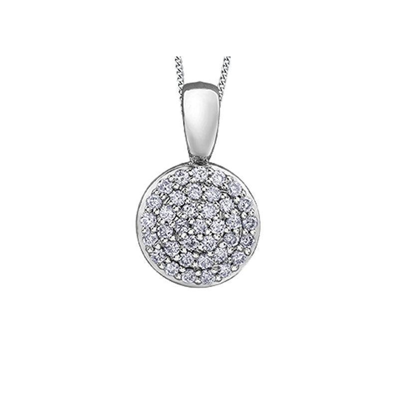 10K White Gold 0.15TDW Diamond Round Pave Disc Pendant
