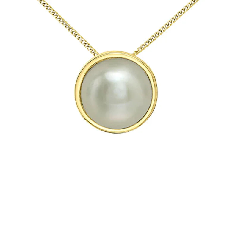 10K Yellow Gold 5mm Pearl Pendant with Chain