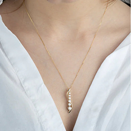 10K Yellow and White Gold 1.00TDW Lab Diamond Journey Pendant