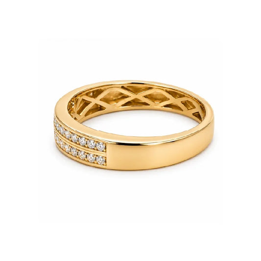 10K Yellow Gold 0.25TDW Two Row Diamond Band