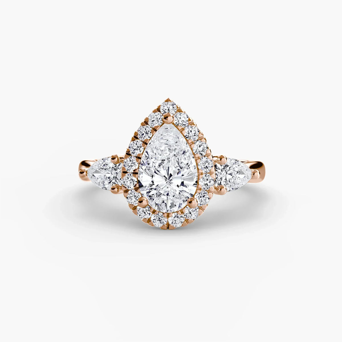 Three-Stone Ring with Halo