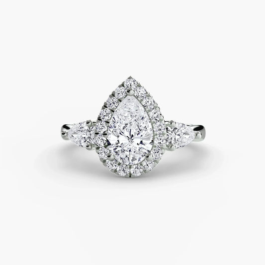 Three-Stone Ring with Halo