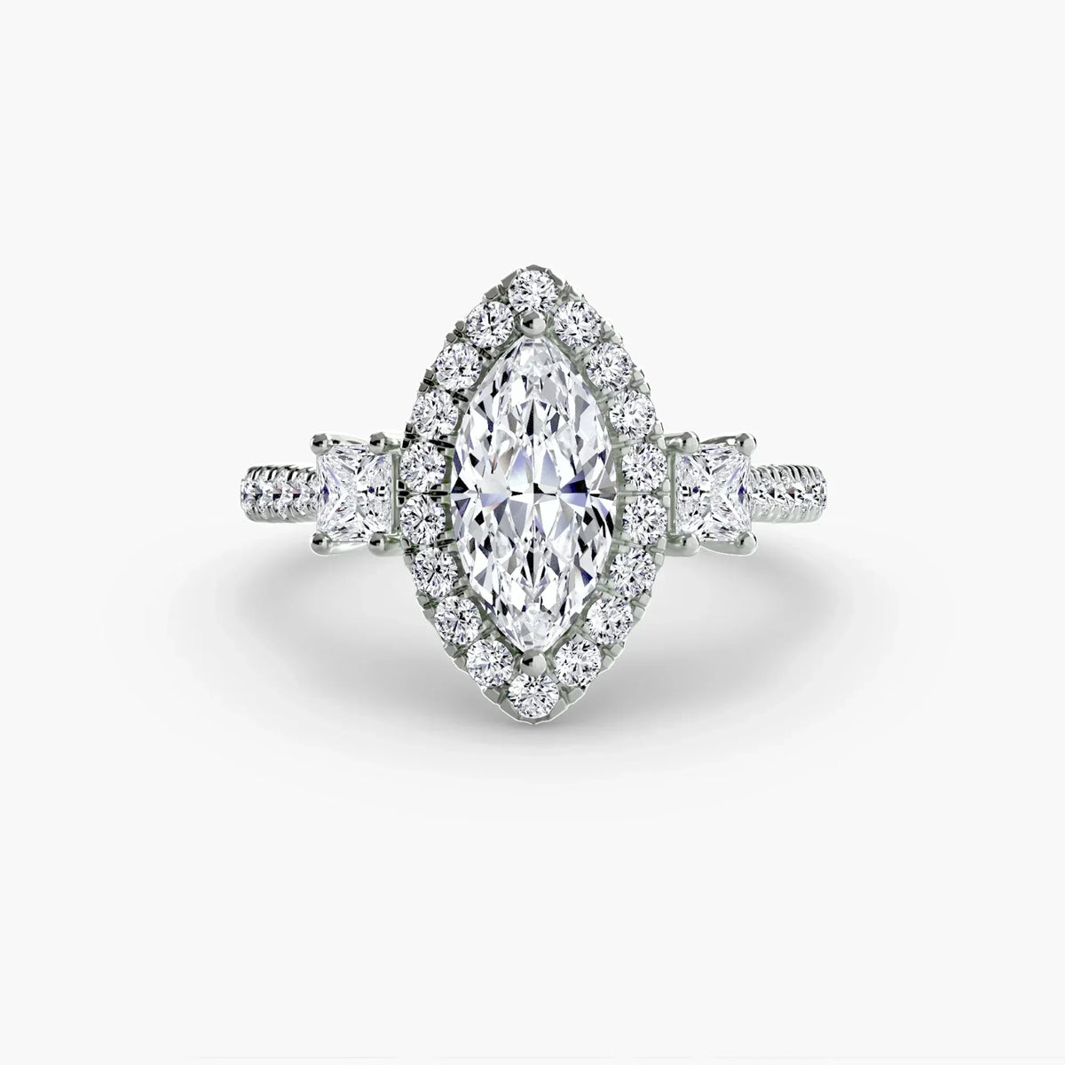 Three-Stone Ring with Halo 2