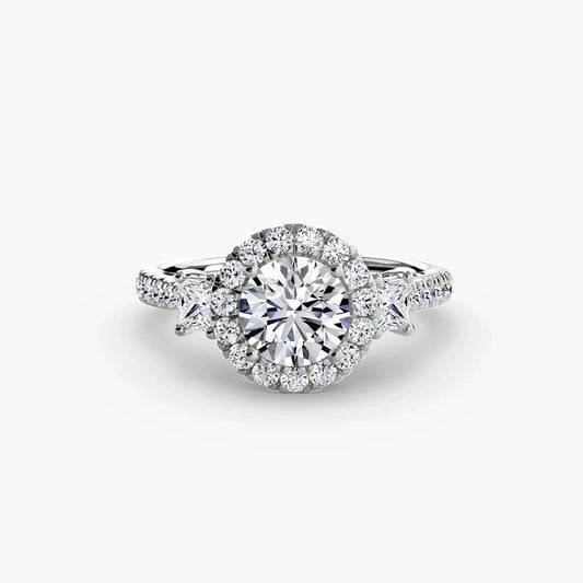 Three-Stone Ring with Halo 2